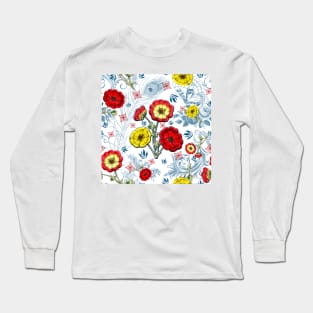 Cinquefoil Flower Patterns Long Sleeve T-Shirt